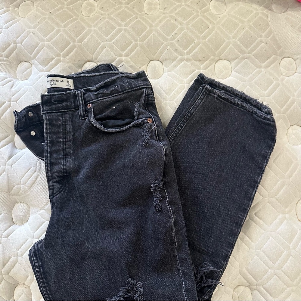 black distressed dad jeans